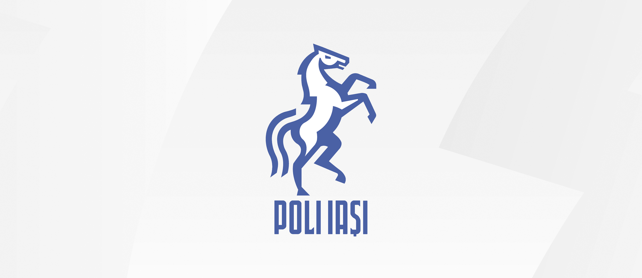 FC Politehnica Iasi logo, geometric art, blue background, Romanian